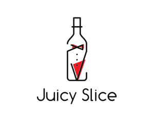 Alcohol Wine Bottle Suit logo design