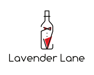 Alcohol Wine Bottle Suit logo design