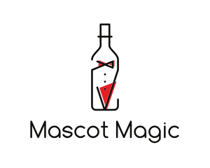 Alcohol Wine Bottle Suit logo design