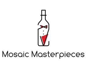 Alcohol Wine Bottle Suit logo design