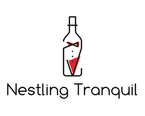 Alcohol Wine Bottle Suit logo design