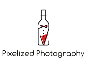 Alcohol Wine Bottle Suit logo design