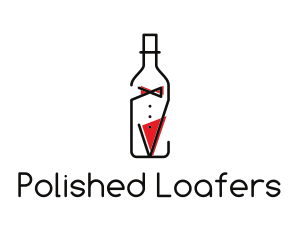 Alcohol Wine Bottle Suit logo design