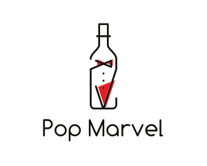 Alcohol Wine Bottle Suit logo design