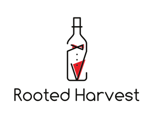 Alcohol Wine Bottle Suit logo design