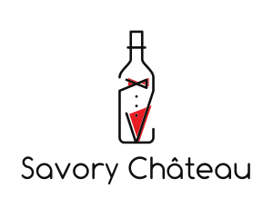 Alcohol Wine Bottle Suit logo design