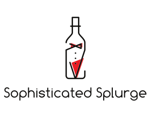 Alcohol Wine Bottle Suit logo design