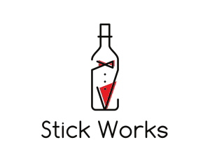 Alcohol Wine Bottle Suit logo design