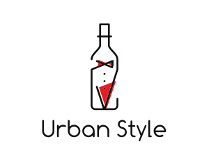 Alcohol Wine Bottle Suit logo design