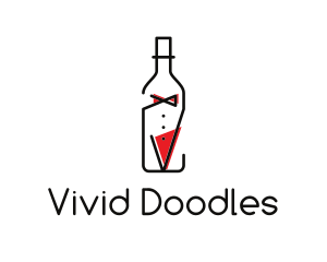 Alcohol Wine Bottle Suit logo design