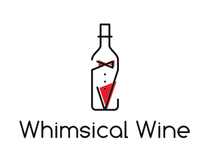 Alcohol Wine Bottle Suit logo design