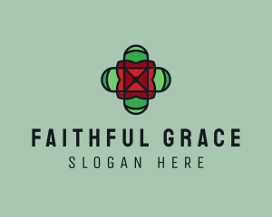 Stained Glass Cross logo design