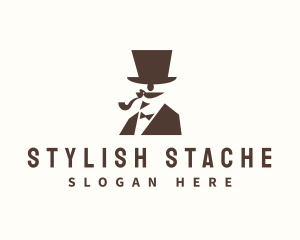 Gentleman Hat Mustache logo design