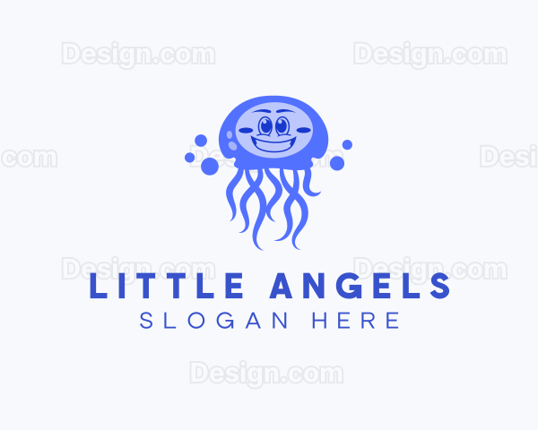 Happy Jellyfish  Aquarium Logo