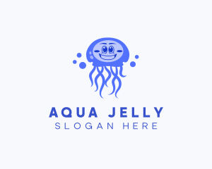 Happy Jellyfish  Aquarium logo design