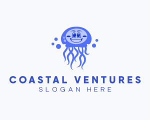 Happy Jellyfish  Aquarium logo design