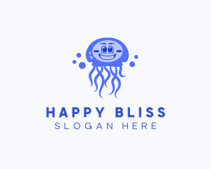 Happy Jellyfish  Aquarium logo design