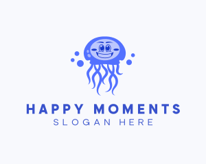 Happy Jellyfish  Aquarium logo design