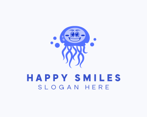 Happy Jellyfish  Aquarium logo design