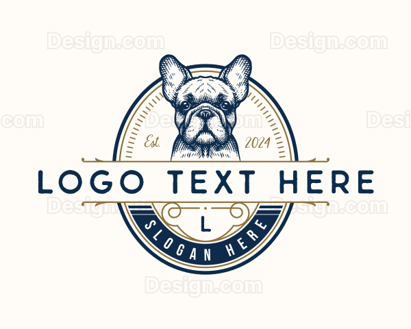 French Bulldog Pet Grooming Logo