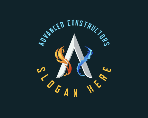 Hydro Flame Energy Letter A logo design