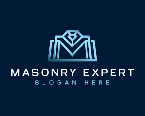 Diamond Gem Letter M logo design