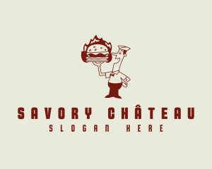 Burger Sandwich Waiter logo design