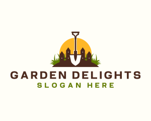 Shovel Gardening Lawn logo design