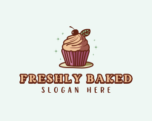 Cherry Cupcake Dessert logo design