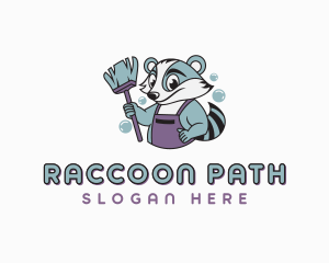 Raccoon Janitor Cleaning logo