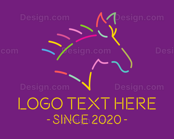 Colorful Neon Horse Logo