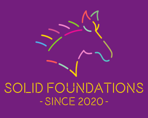 Colorful Neon Horse  logo