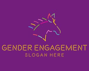 Colorful Neon Horse  logo