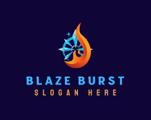 Flame Ice Snowflake logo design