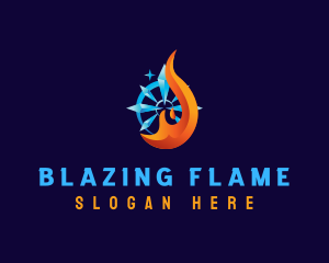 Flame Ice Snowflake logo design