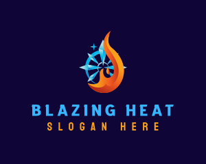 Flame Ice Snowflake logo design