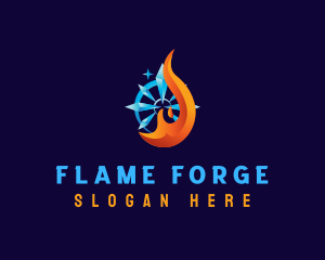 Flame Ice Snowflake logo design