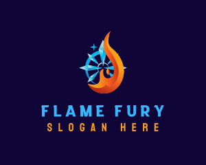 Flame Ice Snowflake logo design