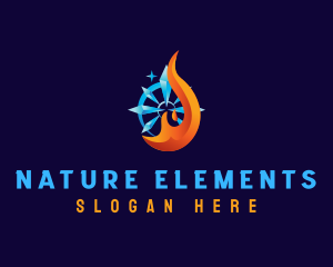 Flame Ice Snowflake logo design