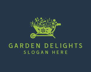 Floral Garden Wheelbarrow  logo design