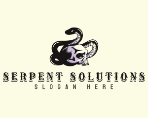 Snake Serpent Skull logo design