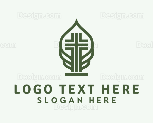 Leaf Cross Nature Logo