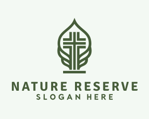 Leaf Cross Nature logo design