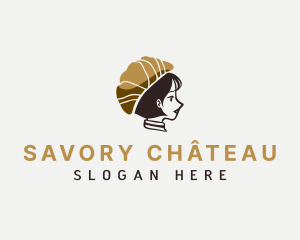 Croissant Woman Hat logo design