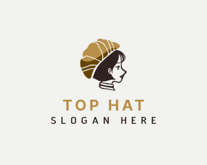 Croissant Woman Hat logo design