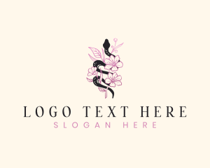 Boho Snake Leaf Flower logo