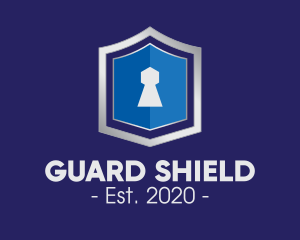 Metallic Keyhole Shield logo