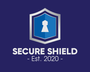 Metallic Keyhole Shield logo