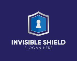 Metallic Keyhole Shield logo