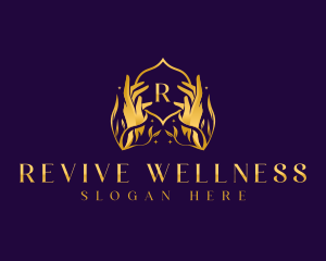 Floral Wellness Hand logo design